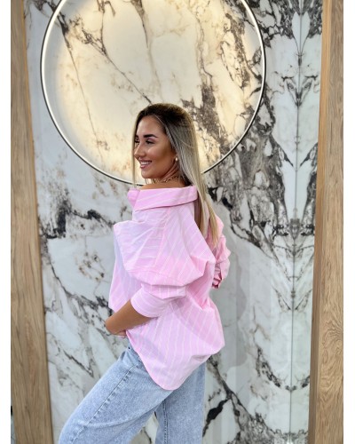 Koszula w paski logo By o la la...!  różowa