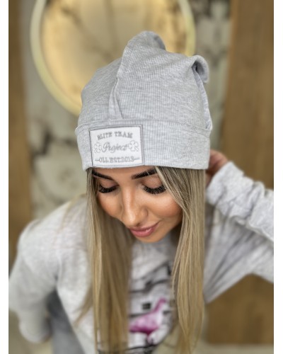 Czapka prążkowana z przeszyciem By o la la...! szary melanż