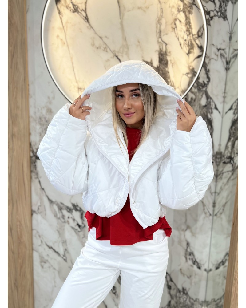 Pikowana kurtka z bufiastym rękawem By o la la...! biała