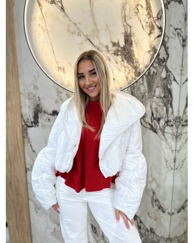 Pikowana kurtka z bufiastym rękawem By o la la...! biała