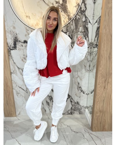 Pikowana kurtka z bufiastym rękawem By o la la...! biała