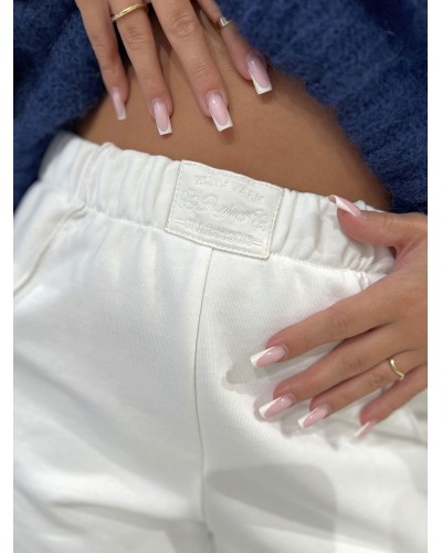 Spodnie dresowe z ozdobnym szwem By o la la...! śmietanowe