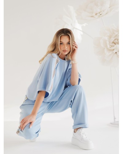 Komplet dresowy 4 paski By o la la...! błękitny