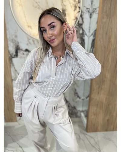 Koszula w paski logo By o la la...! beżowa