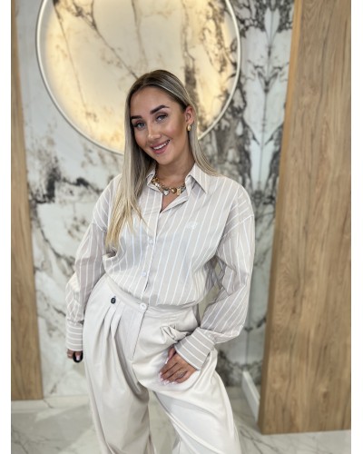 Koszula w paski logo By o la la...! beżowa