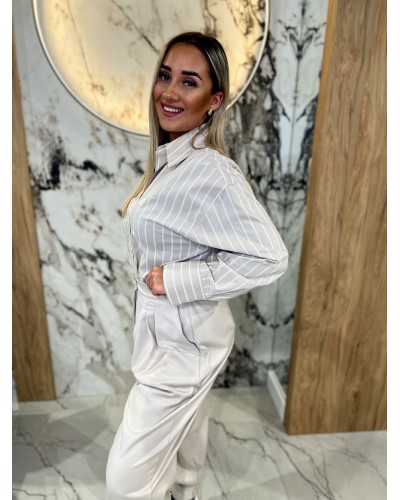 Koszula w paski logo By o la la...! beżowa