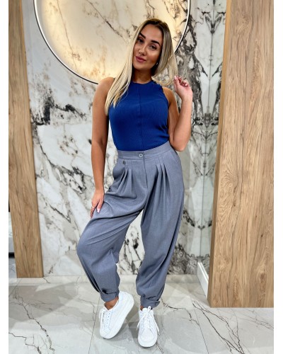 Eleganckie spodnie z medalikiem By o la la...! szary melanż