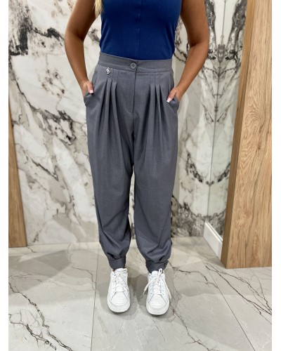 Eleganckie spodnie z medalikiem By o la la...! szary melanż