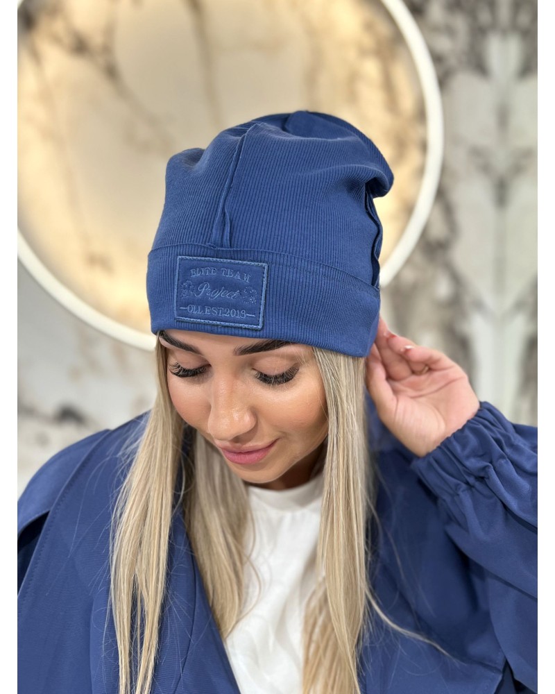 Czapka prążkowana z przeszyciem By o la la...! denim