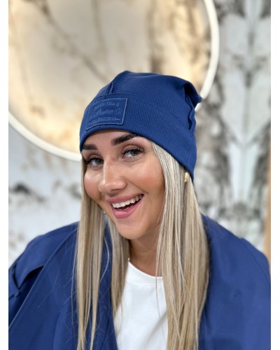 Czapka prążkowana z przeszyciem By o la la...! denim