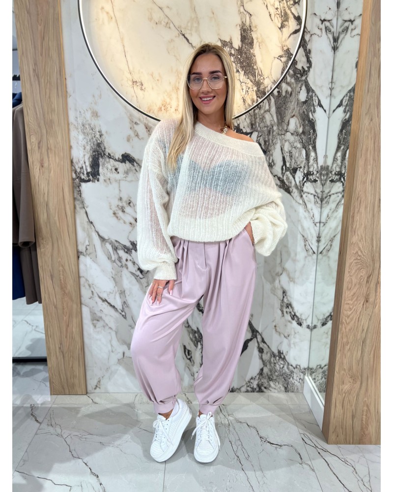 Eleganckie spodnie z medalikiem By o la la...! pudrowy róż