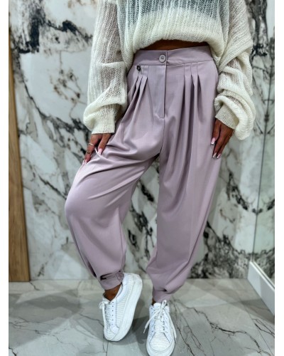 Eleganckie spodnie z medalikiem By o la la...! pudrowy róż