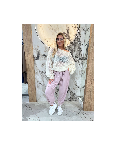 Eleganckie spodnie z medalikiem By o la la...! pudrowy róż