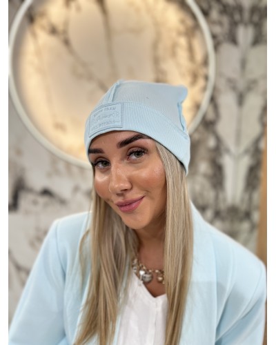 Czapka prążkowana z przeszyciem By o la la...! blue mint
