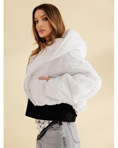 Pikowana kurtka z bufiastym rękawem By o la la...! biała