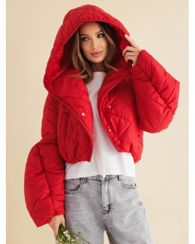 Pikowana kurtka z bufiastym rękawem By o la la...! red kiss