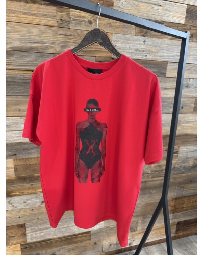 T-shirt z modelką w body By o la la...! red kiss