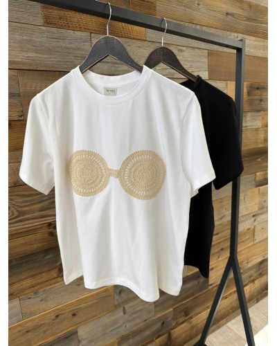 T-shirt z haftem BOHO By o la la...! czarny