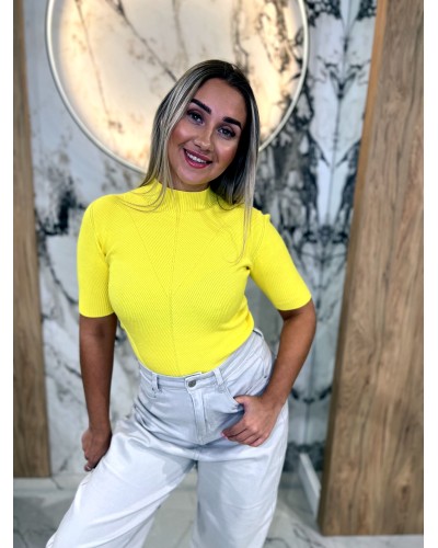 Półgolf prążkowany z krótkim rękawem By o la la...! sunshine