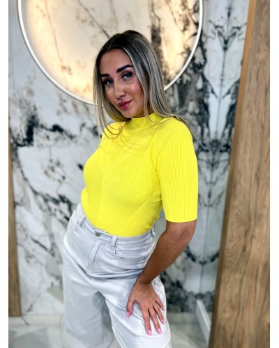 Półgolf prążkowany z krótkim rękawem By o la la...! sunshine