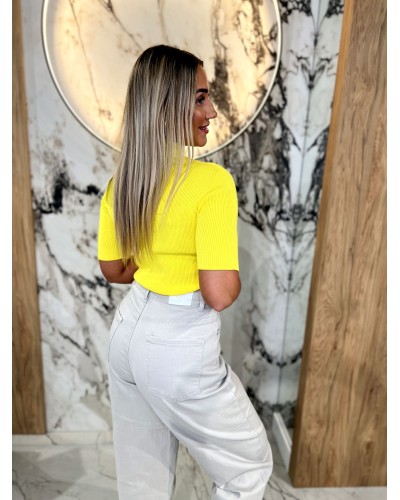 Półgolf prążkowany z krótkim rękawem By o la la...! sunshine