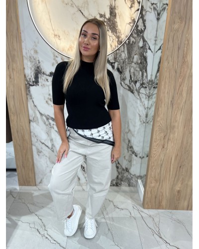 Półgolf prążkowany z krótkim rękawem By o la la...! czarny