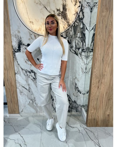 Półgolf prążkowany z krótkim rękawem By o la la...! biały