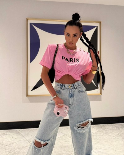 T-shirt Paris z guzikami La Milla różowy