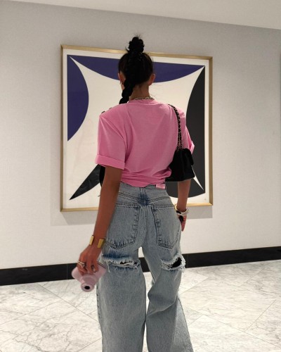 T-shirt Paris z guzikami La Milla różowy