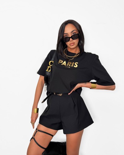 T-shirt Paris z guzikami La Milla czarny