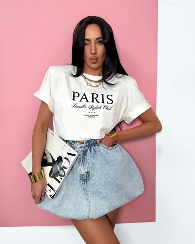 T-shirt Paris Stylish Club La Milla biały z czernią
