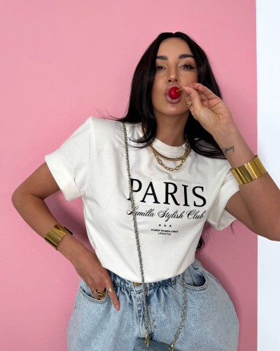 T-shirt Paris Stylish Club La Milla biały z czernią