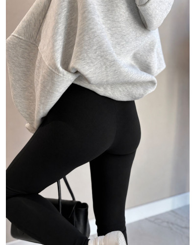 Legginsy prążkowane z zakładką w pasie La Milla czarna