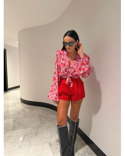 Koszula wiązana w kwiatki La Milla różowa