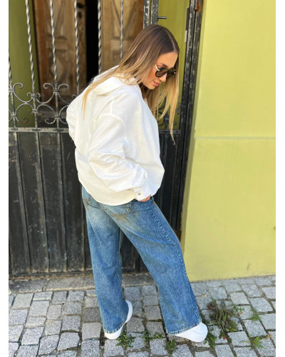 Spodnie jeansowe Wide Leg z przetarciami By o la la...! niebieskie