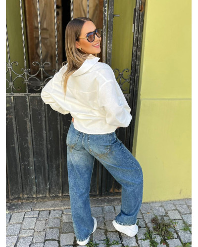 Spodnie jeansowe Wide Leg z przetarciami By o la la...! niebieskie