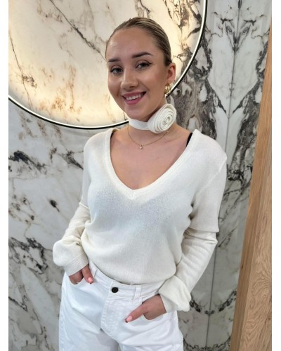 Sweter róża By o la la...! śmietanowy