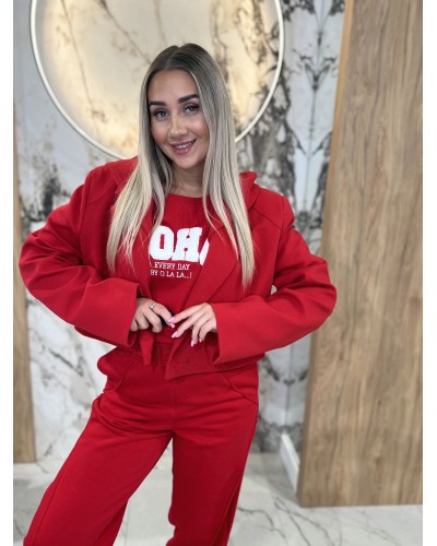 Marynarka krótka z odpinanym kapturem By o la la...! red kiss