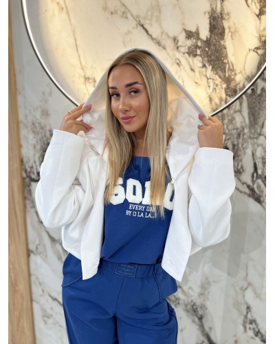 Marynarka krótka z odpinanym kapturem By o la la...! śmietanowa