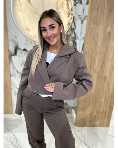 Marynarka krótka z odpinanym kapturem By o la la...! kakao