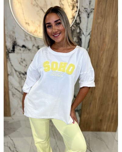 T-shirt SOHO By o la la...! biały z sunshine