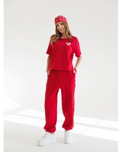 Spodnie dresowe z ozdobnym szwem By o la la...! red kiss