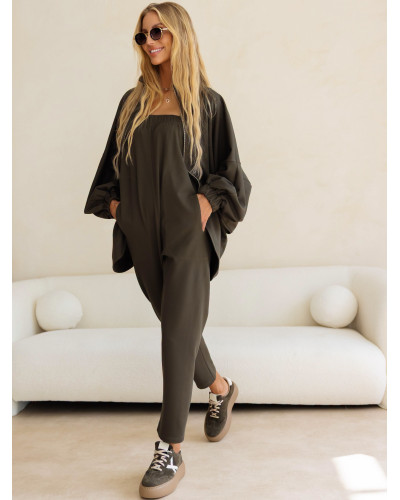 Komplet kombinezon plus bluza By o la la...! olive