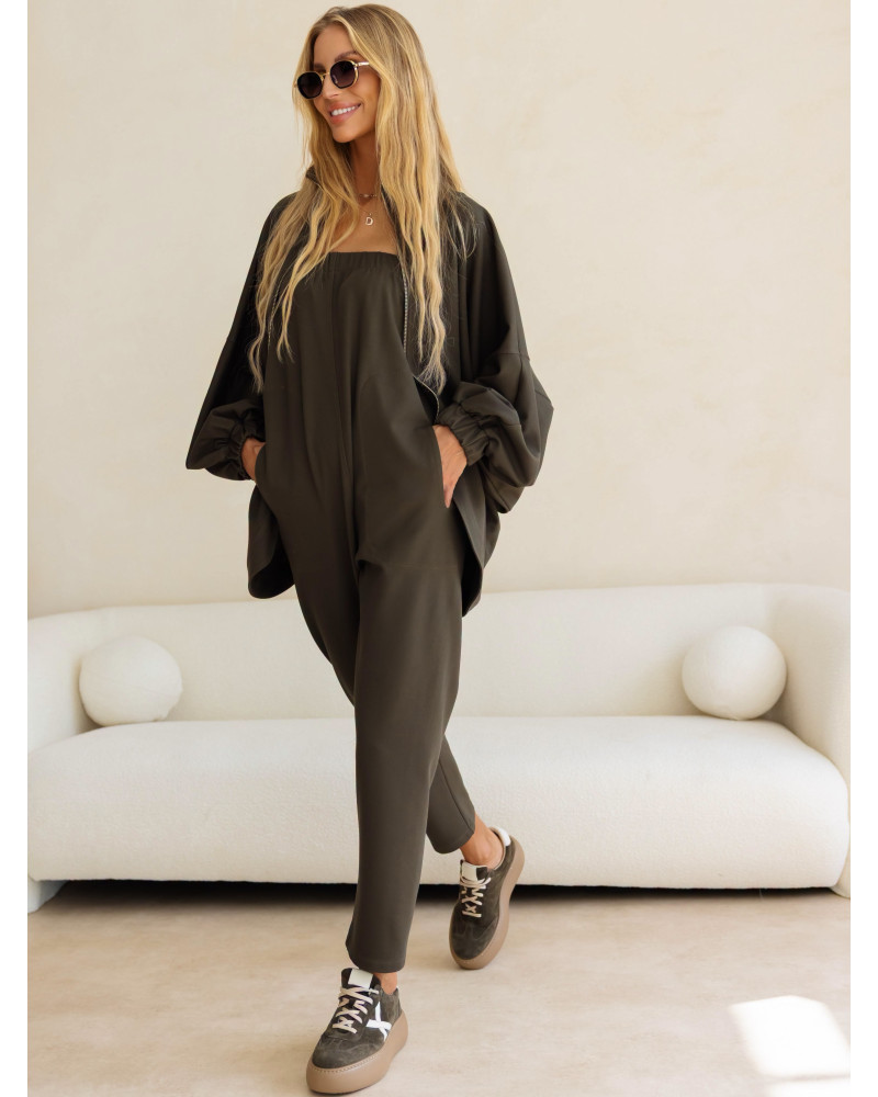 Komplet kombinezon plus bluza By o la la...! olive