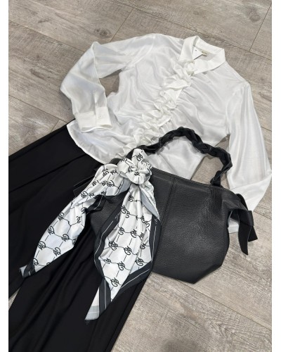 Torebka worek z plecioną rączką By o la la...! czarna