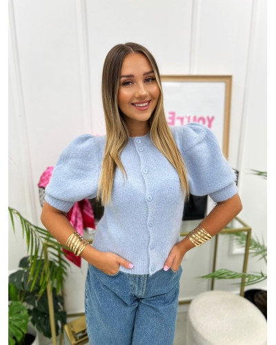 Kardigan z bufiastymi rękawami Simone baby blue