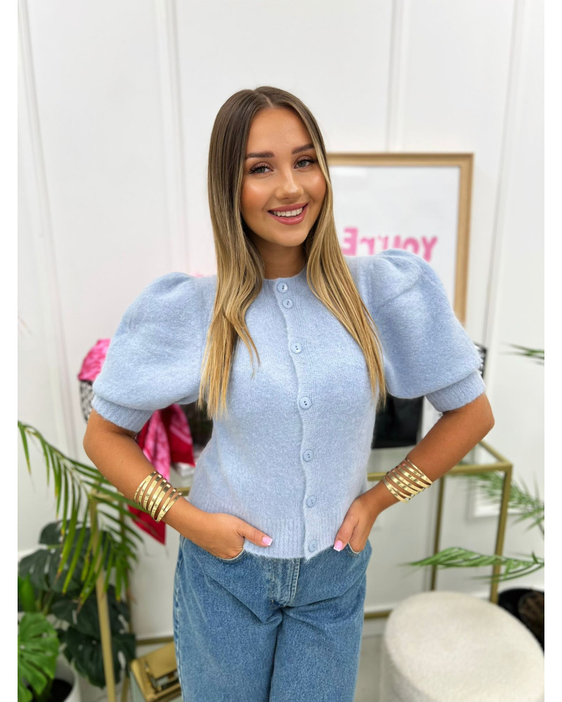 Kardigan z bufiastymi rękawami Simone baby blue