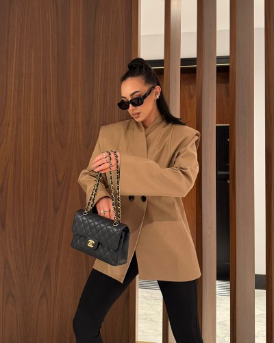 Marynarka z wyciętymi ramionami La Milla camel