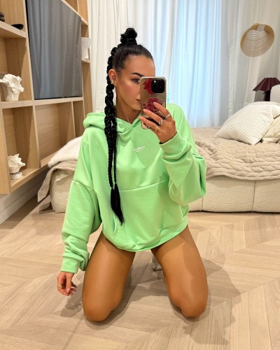 Bluza oversize z kapturem La Milla limonkowa