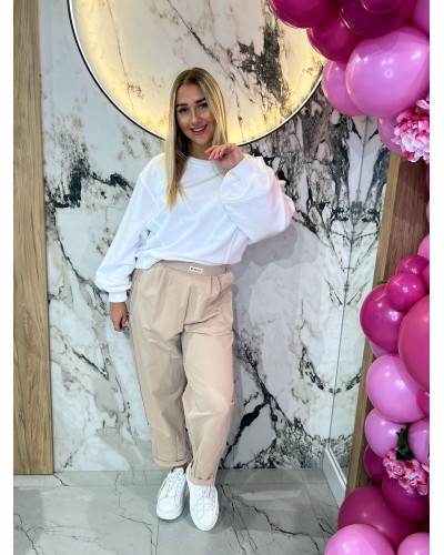 Spodnie dresowe z etykietą By o la la...! beżowe